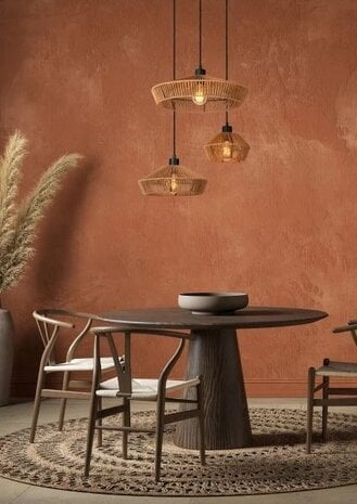 Ronde Houten Hanglamp Ø60 cm – Naturel Design – 3x E27 Lichtpunten (Yunkai Stijl)