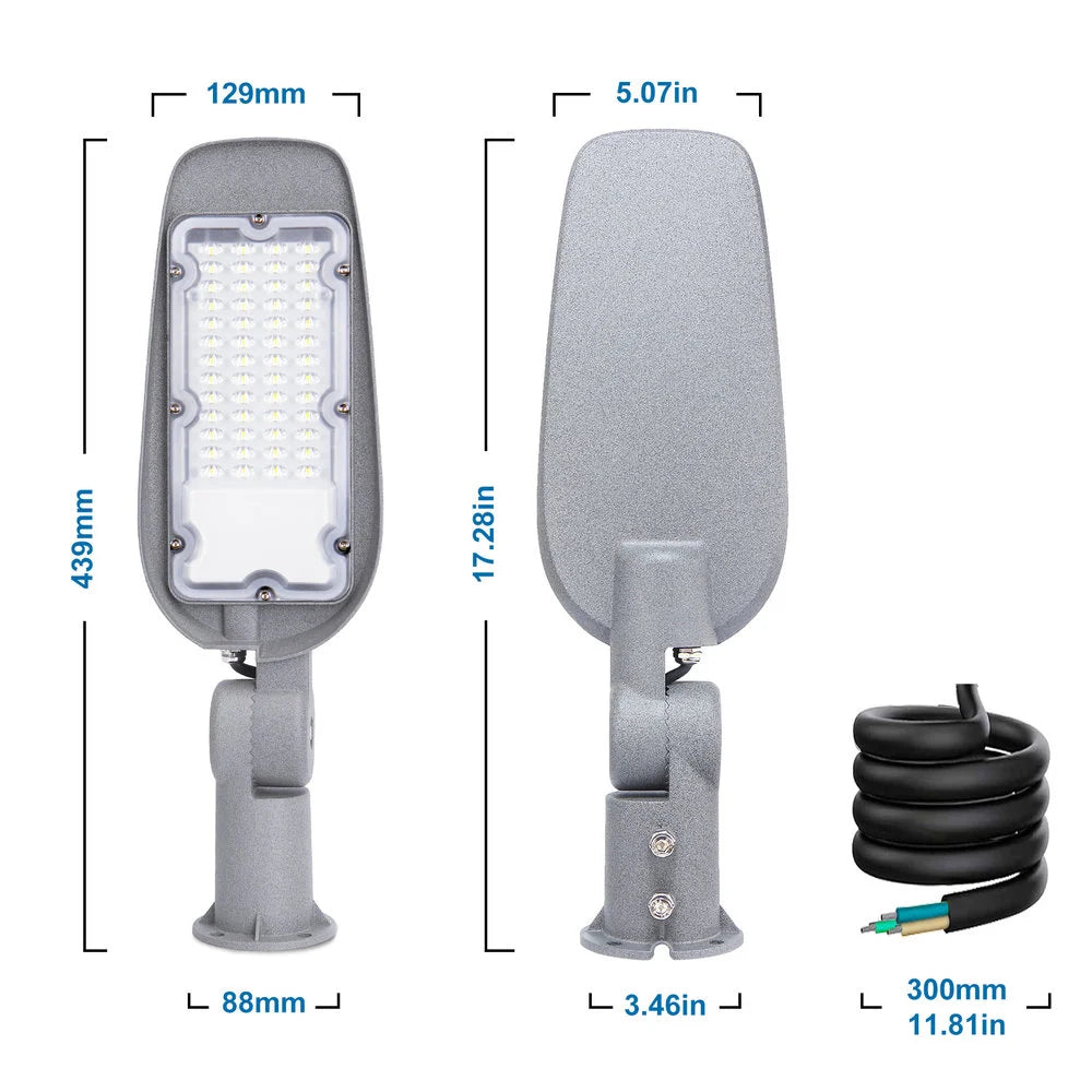 Professionele LED Wegverlichting – 30W – 2550lm – 6500K Wit – IP65 Behuizing