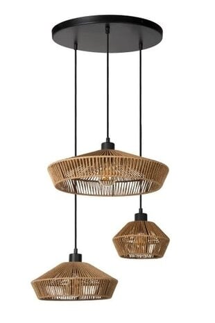 Ronde Houten Hanglamp Ø60 cm – Naturel Design – 3x E27 Lichtpunten (Yunkai Stijl)