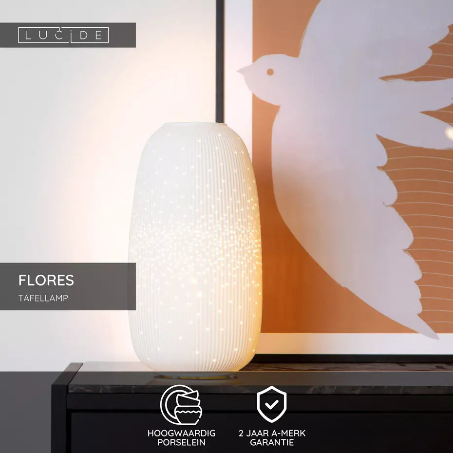 Witte Design Tafellamp – 17,5 cm Rond – E14 – Tijdloos & Modern