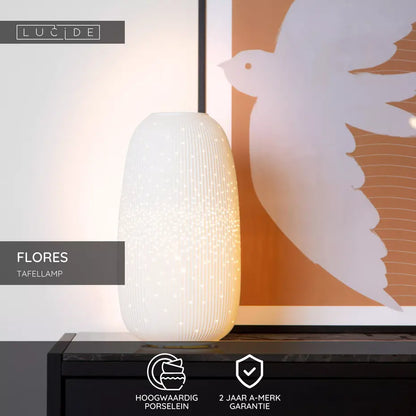 Witte Design Tafellamp – 17,5 cm Rond – E14 – Tijdloos & Modern