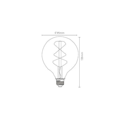 Vintage Globe G95 LED – E27 – 4.9W Filament – 2200K Amber – Dimbare Lichtbron