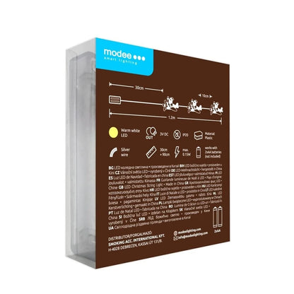 Warm LED Figuurlampjes Snoer – 10x Kerstman – 1,2 m – Handig op Batterijen