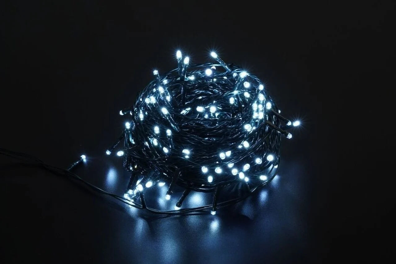 Koud Wit Kerst Lichtsnoer 20 m – 200 LED’s – 10000K – Werkt op 220V Adapter