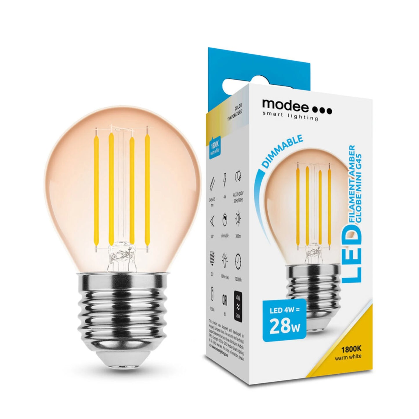 Sfeervolle G45 LED Lichtbron – E27 – 4W – 1800K Extra Warm wit – Energiezuinig